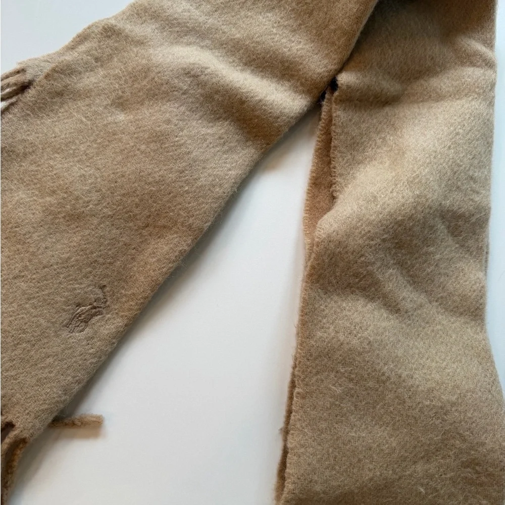 Ralph Lauren Camel Wool Scarf w/ Fringe